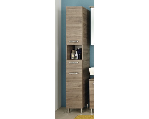 Armoire haute pelipal Offenbach QS 313 largeur 195 x 30 x 33 cm chêne Sanremo Armoire haute de salle de bains avec espace de rangement et étagère