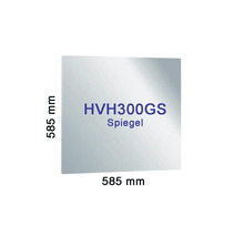 Quadratischer Spiegel mit den Maßen 585 mal 585 Millimeter.