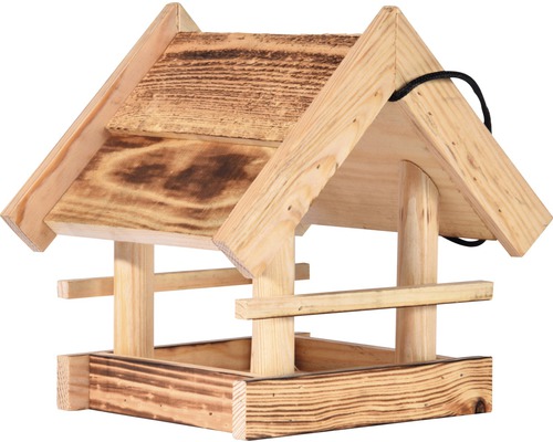 Maison à oiseaux dobar mangeoire pour oiseaux à suspendre 22x20x22cm, avec veinage en bois