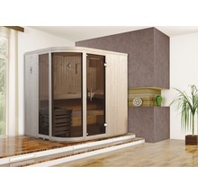 Sauna modulaire Weka Sara taille 1 avec poêle 7,5 kW et commande numérique, avec fenêtre et porte entièrement vitrée couleur graphite-thumb-0