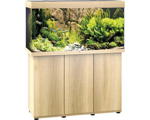 Kit complet d'aquarium Juwel Rio 350 LED SBX avec sous-meuble bois clair