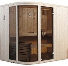 Sauna modulaire Weka Sara taille 1 avec poêle 7,5 kW et commande numérique, avec fenêtre et porte entièrement vitrée couleur graphite-thumb-2