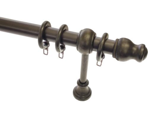 Tringle à rideau Lugano Classic colonial Ø 28 mm 160 cm Tringle à rideaux avec anneaux et support
