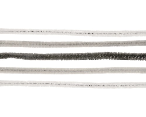 Fil chenille blanc-noir-gris 50 cm 10 pièces