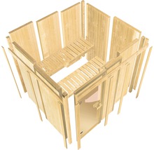 Sauna Plug & Play Karibu Achat III sans poêle, avec couronne et porte bois en verre isolé thermiquement-thumb-3