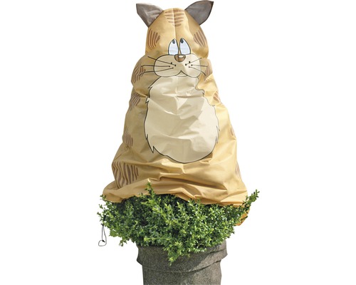 Housse en intissé Chat Felix Videx 120 x 125 cm, orange-marron Housse de protection pour plantes avec motif de chat pour les plantes en pot