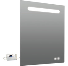 Miroir éclairé à LED Lina 60x80 cm IP 44 (protégé contre les corps étrangers et les projections d'eau) avec fonction anti-buée et double prise USB-thumb-0