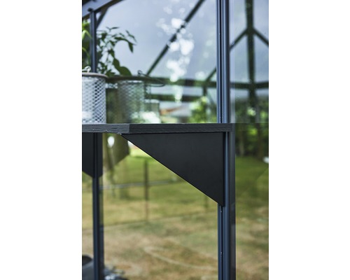 Gros plan d''une étagère de serre avec support