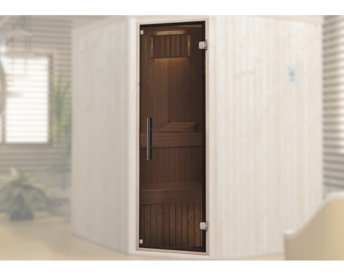 Sauna Türelement Weka mit graphifarbiger Ganzglastüre 1740x510x67 mm