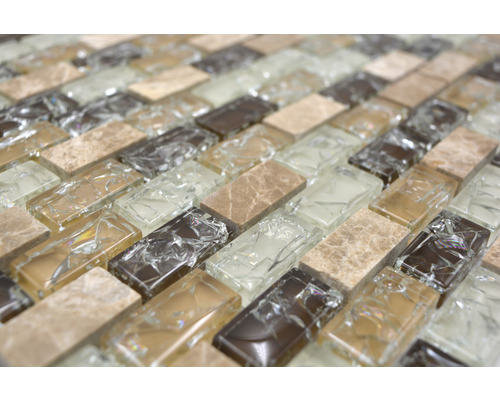 Mosaikfliese aus Glas und Naturstein