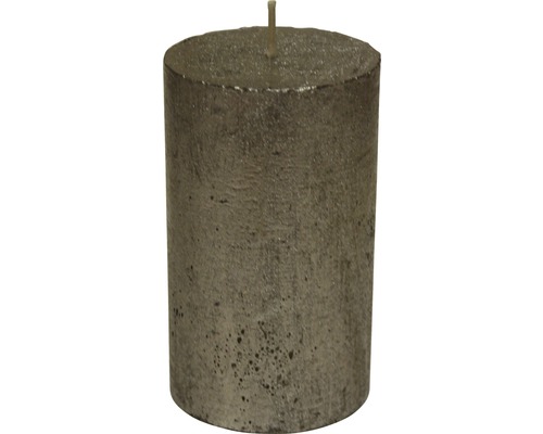 Bougie pilier rustique Ø 6,8 cm h 12 cm gris