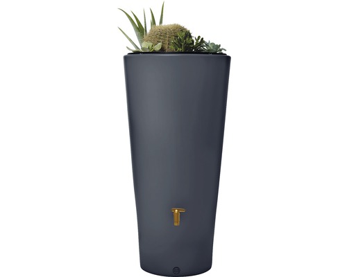 Réservoir d'eau de pluie Vaso 2in1 avec bac à plantes, gris Récupérateur d''eau de pluie de forme mince avec robinet d''arrosage et plantation