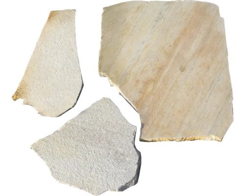 Dalle polygonale en quartzite Rio Dorado jaune épaisseur 1,2 cm - 2,5 cm Trois plaques de pierre naturelle de forme irrégulière