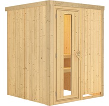 Sauna Plug & Play Karibu Sinja sans poêle ni couronne, avec porte en bois et verre isolé thermiquement-thumb-3
