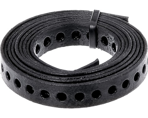 Lochband- und Montageband 12 mm, 1,5 m Rolle, verzinkt schwarz kunststoffbeschichtet