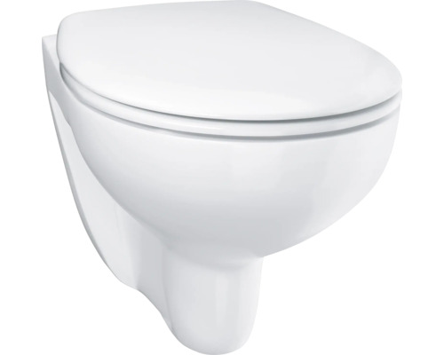 Ensemble de WC suspendu GROHE Bau Ceramic cuvette à fond creux sans bride de rinçage blanc 39351000