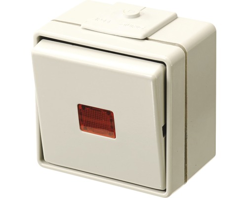 Bouton poussoir/à fermeture en saillie pour pièce humide Jung 631 W IP44 gris WG600 Interrupteur pour pièces humides avec témoin lumineux