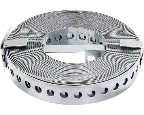 Lochband- und Montageband 20 mm, 10 m Rolle, verzinkt Lochband aus Metall in Ringform
