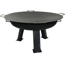 Feuerstelle mit Grillplatte und drei Füßen aus Metall