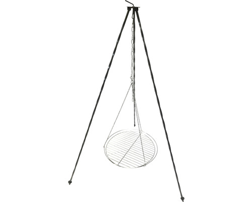 Gril pivotant avec trépied et grille