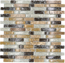 Mosaikfliese aus Glas und Naturstein