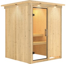 Sauna modulaire Karibu Achat I sans poêle avec couronne et porte vitrée transparente-thumb-3