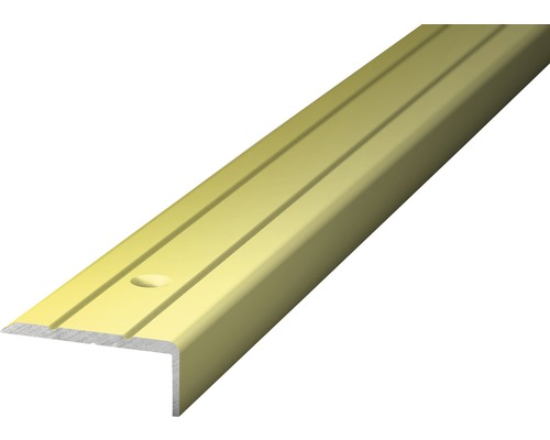Prinz Winkelprofil Alu sahara gelocht 24,5 x 10 x 2700 mm Treppenkantenprofil aus Metall mit Rillen und Bohrung