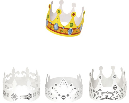 Ausmalbare Papierkronen im Viererpack