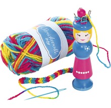 Laine à tricoter avec tricotin et aiguille à tricoter