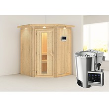 Holzsauna mit Glastür, Steuerung und Saunaofen