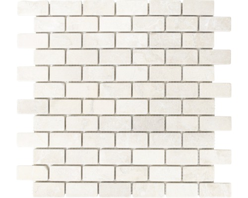Mosaïque en pierre naturelle Brick Marmor XNT46692 blanc 30.5x30.5 cm
