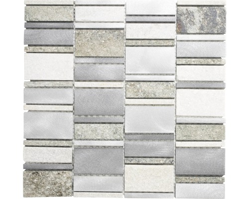 Natursteinmosaik XSA 505 silber/grau 30x30 cm