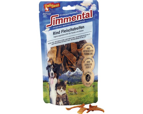 Friandise pour chiens et chats DeliBest Simmental lanières de viande de bœuf 90 g