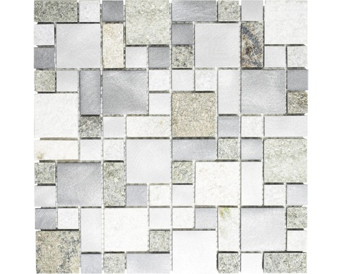 Natursteinmosaik XSA 525 silber/grau 30x30 cm