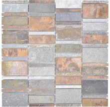 Mosaïque en pierre naturelle XSA575 mélange de cuivre 30x30 cm