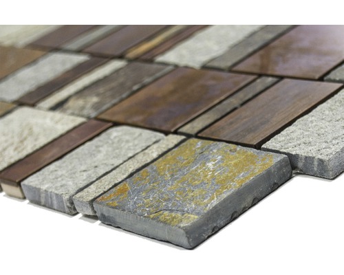 Mosaïque en pierre naturelle et métal