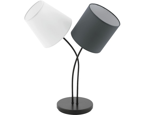 Lampe de table acier/textile 2 ampoules H 475 mm Almeida blanc/anthracite