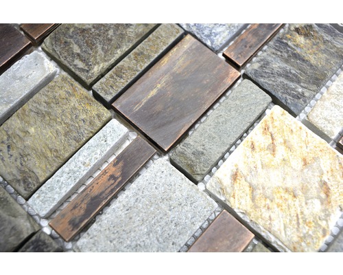 Mosaïque en pierre naturelle et métal
