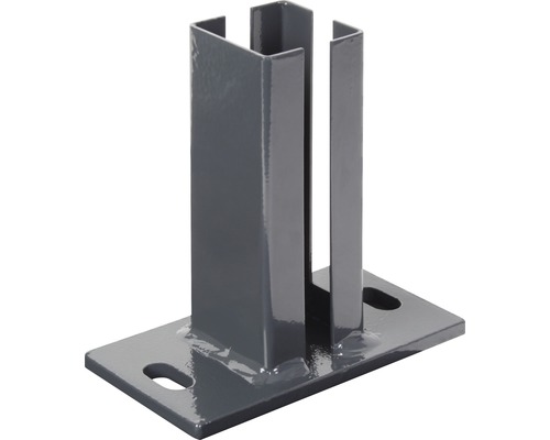 Support de poteau ALBERTS pour poteau d'angle pour panneau rigide double fil à visser, plateau 150 x 80 mm, pour poteau de 60 x 60 mm anthracite-0