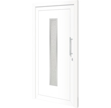 Porte d''entrée blanche avec insert en verre et poignée