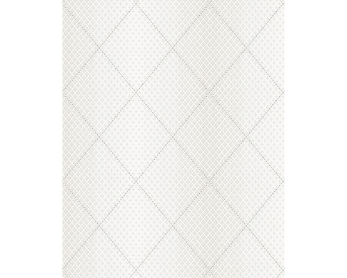Papier peint intissé 58650 Catania graphique grège Textile avec motif en losanges et surpiqûres