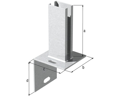 Pied de poteau en L ALBERTS pour montant en tube profilé 60 x 40 mm-0