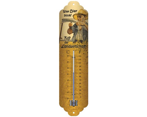 Thermomètre Wer Bier trinkt hilft … 6,5x28 cm