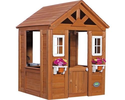 Holzspielhaus mit Tür und Fenster