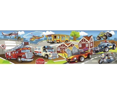 Papier peint panoramique intissé 17002 Panorama Kids Cars Panorama 2 pces 350 x 100 cm