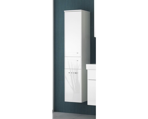 Armoire midi Pelipal Carina couleur de façade blanc brillant démonté avec tablette en verre 30 x 141 x 30 cm