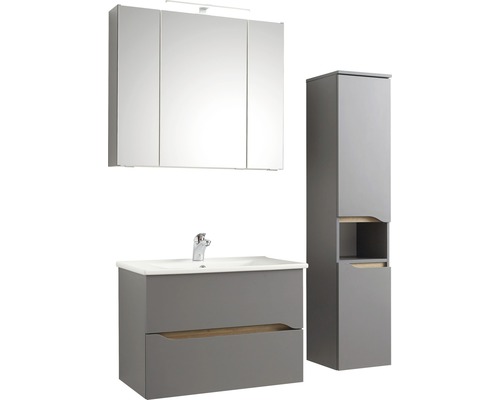 Ensemble de salle de bains avec meuble sous-lavabo, armoire de toilette et armoire haute