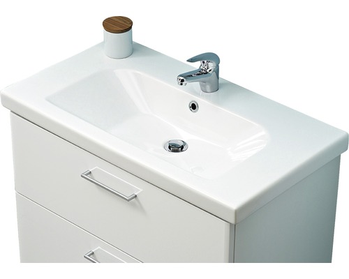 Waschtischunterschrank mit Waschbecken, Armatur und Ablagefläche