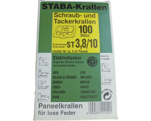 Agrafes STABA à visser et à agrafer, 100 pièces, pour panneaux