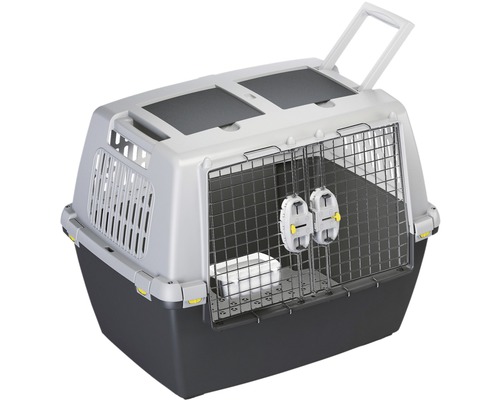 Boîte de transport Gulliver Touring IATA 80 x 58 x 62 cm anthracite Cage de transport pour animaux avec porte à barreaux et poignée